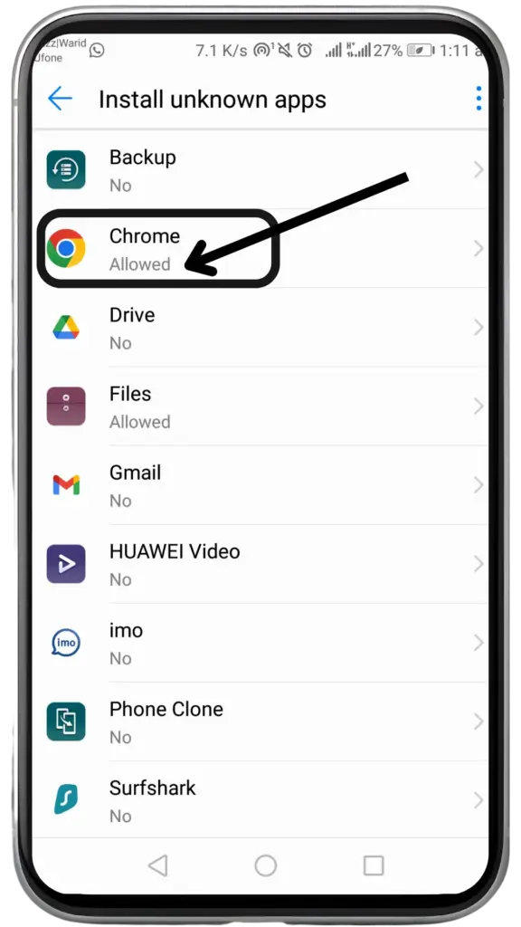 Allow Unknown sources for installing anwhatsapp